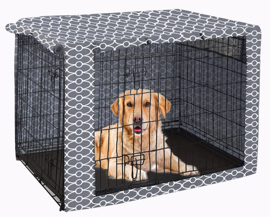 Dog Crate Cover Durable Polyester Pet Kennel Cover Universal Fit for Wire Dog Crate - Fits Most inch Dog Crates - Cover only-Gray-30