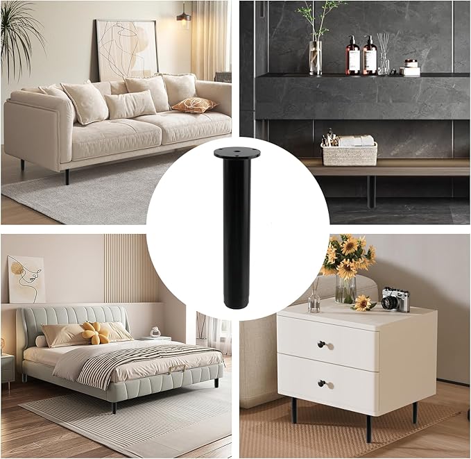 4 PCS Metal Adjustable Furniture Sofa Legs, Heavy Duty Bed Frame Center Support