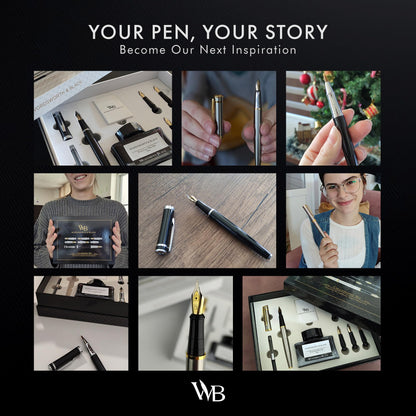Wordsworth & Black Calligraphy Pen Gift Set, Includes Bottle, 6 Cartridges, Refill Converter, 6 Replacement Nibs, Premium Package, Journaling, Smooth Writing Pens [Black Gold]