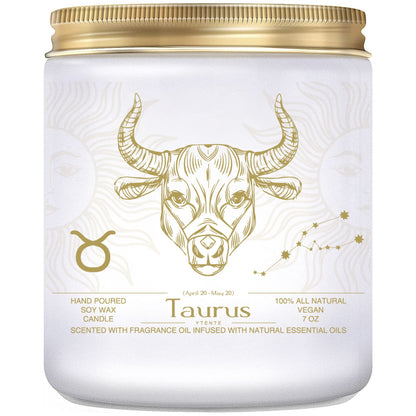 YTENTE Taurus Zodiac Sign Candle Gift, Zodiac Crystals Candle Jar,Astrology Lavender Scented Soy Stones Candles Best Friends Gifts for Women Men Sister Brother Funny Birthday Gift…