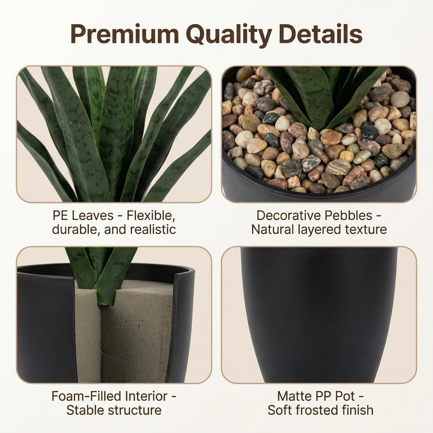 Tisuvimy Artificial Snake Plant in Matte Pot Small Faux Sansevieria Potted with Fixed Stones,9.8" Fake Fake Sansevieria Aloe Tropical Plant for Home Shelf Office Desk Bathroom Room Decor
