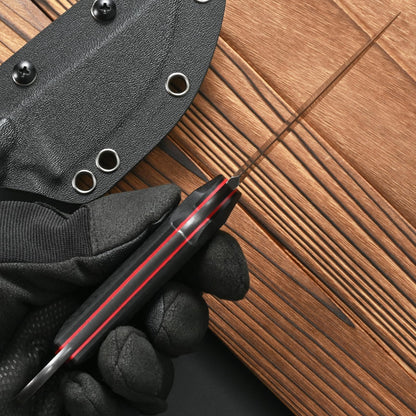 CCFFCC FF105 Fixed Blade Knife，DC53 Black Stonewashed Steel Blade Carbon Fiber Handle Full Tang Knife for Outdoor Camping Hunting Working(Black)