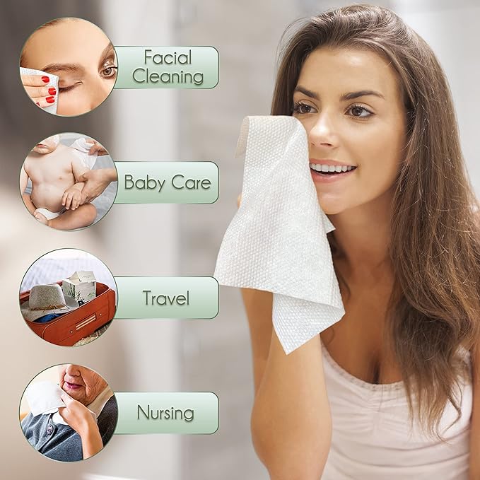 Bamboo Viscose Disposable Face Towel Biodegradable Large Dry Face Wipes 240