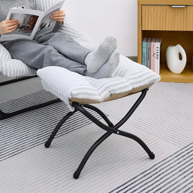 15" Folding Ottoman, Foldable Footrest Stool, Portable Small Foot Stool