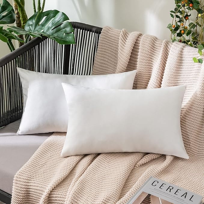 MIULEE Pack of 2 Decorative Outdoor Solid Waterproof Throw Pillow Covers Faux