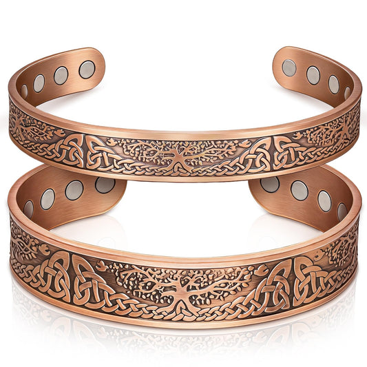 Auramag Bracelets for Men, 100% Pure Copper bracelets for women, Magnetic Bracelets with 3500 Gauss Effective Magnets, Adjustable Copper Jewelry Gift with Gift Box