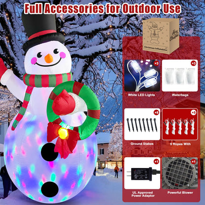 Danxilu 20 FT Tall Christmas Inflatables Snowman Built-in Rotating LED Lights Outdoor Decorations, 20 Foot Giant Snowman with Blower Blow Up Yard Decoration for Home/Lawn/XmasParty/Parks/Squares