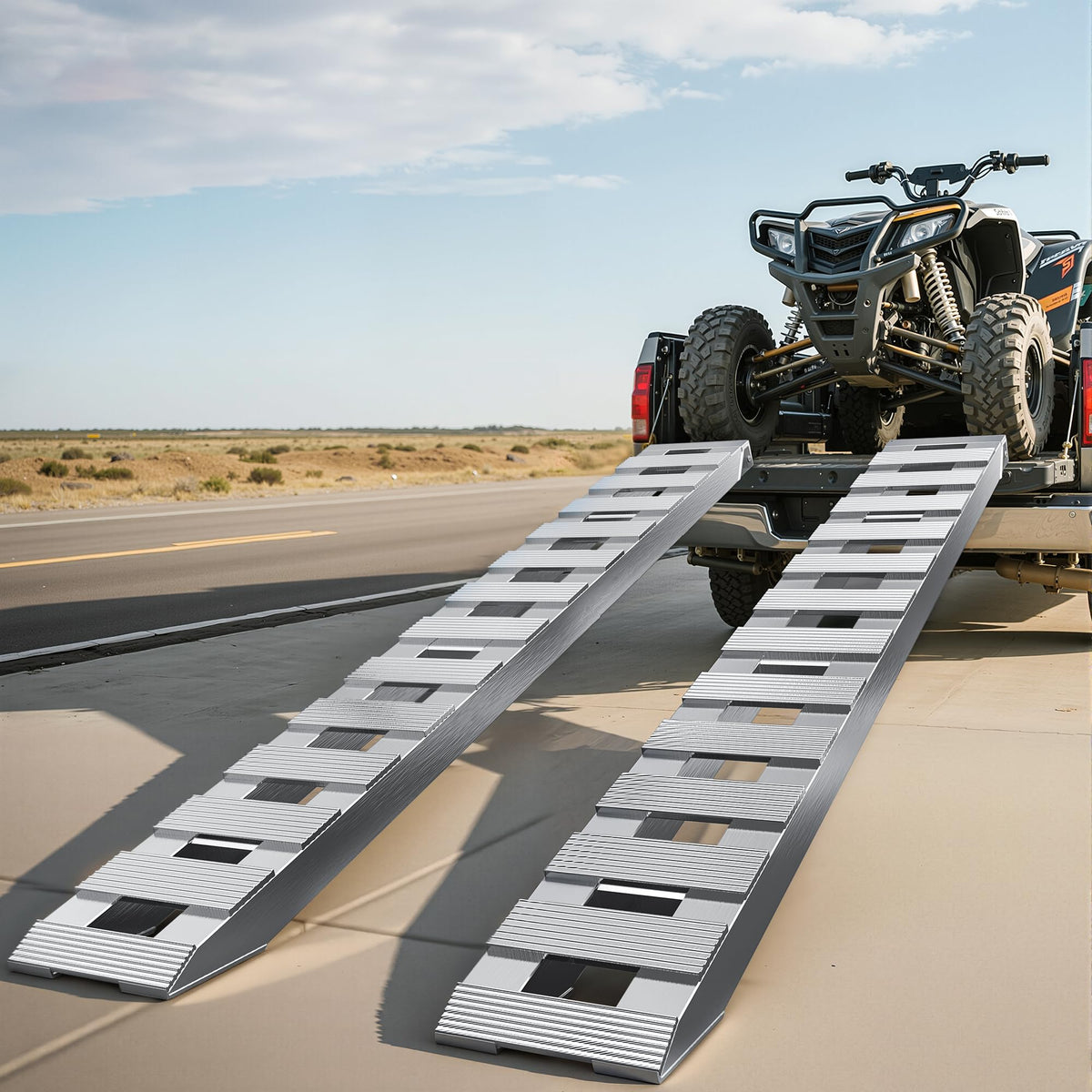 AUTOSAVER88 2pcs 6000lbs 60" x 12" Aluminum Trailer Ramps, Loading Ramps Car ATV Truck Auto Hauler Knife & Hook Ends