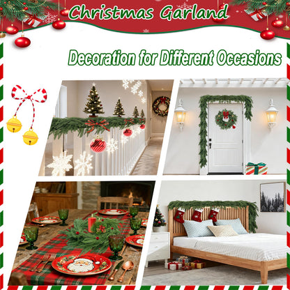 FUTBER 9FT Christmas Garlands Norfolk Pine - Real Touch Pine Garlands - Garlands Christmas Decorations for Home Dining Table Mantel Porch Winter Christmas Decor