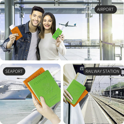VIDIVICI 2Pack Passport Wallet, Travel Gifts, Travel Accessories - Yellow&Green