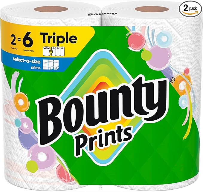 Bounty Select-A-Size Paper Towels, 2 Triple Rolls = 6 Regular Rolls