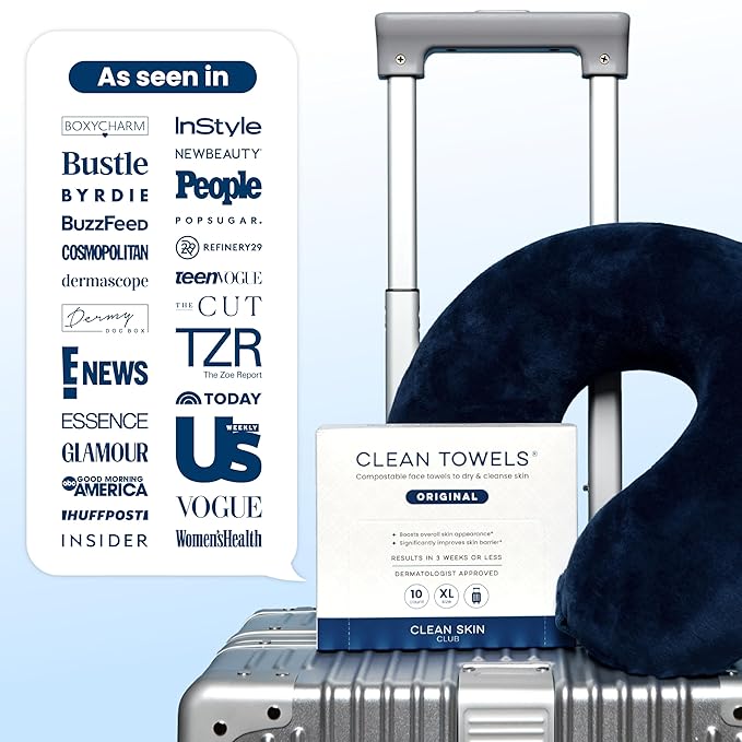 Clean Skin Club Clean Towels XL®, Travel Pack 100% USDA Biobased Disposable