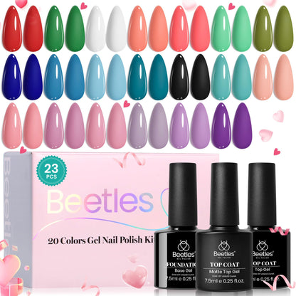 Beetles Halloween Gel Nail Polish - 39 Pcs Jelly Nail Set Glitter Changing Nail Polish Kit Treasure Box Collection with 3Pcs Base Matte and Glossy Top Soak Off Nails