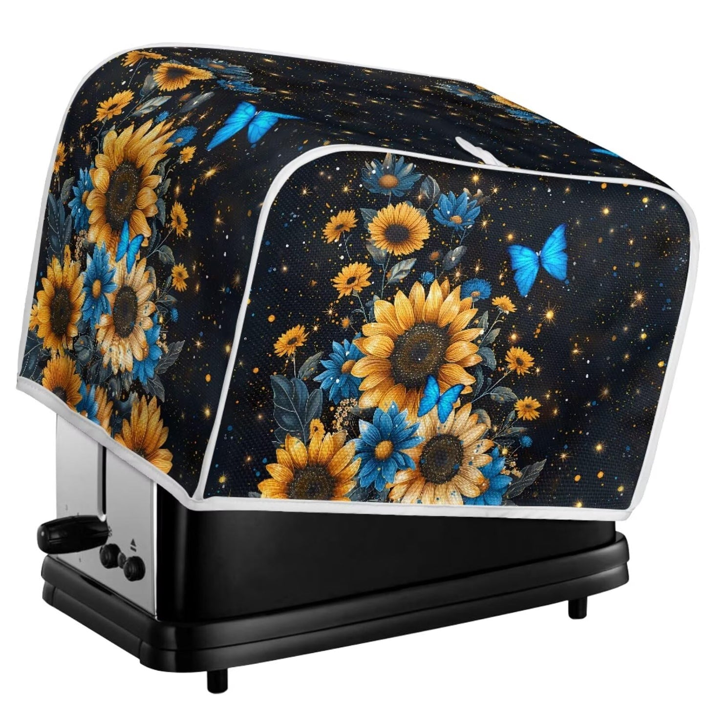 ASQVTIFE 4 Slice Toaster Covers for Kitchen Butterfly Dust Covers for Kitchen Appliances Sunflower Bread Machine Oven Dust Cover Top Handle Design Greasy Protection Anti Sputtering