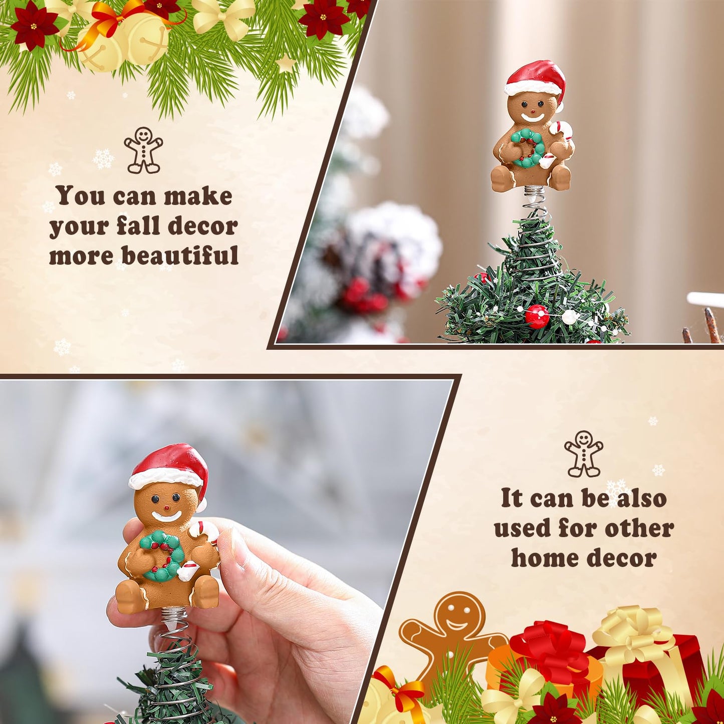 Namalu Mini Christmas Tree Topper Small Gingerbread Man Treetop for Christmas Tree 4 Inch Gingerbread Ornaments Decorative for Home Xmas Wine Bottle Wedding Bridal Shower Holiday Party Decorations