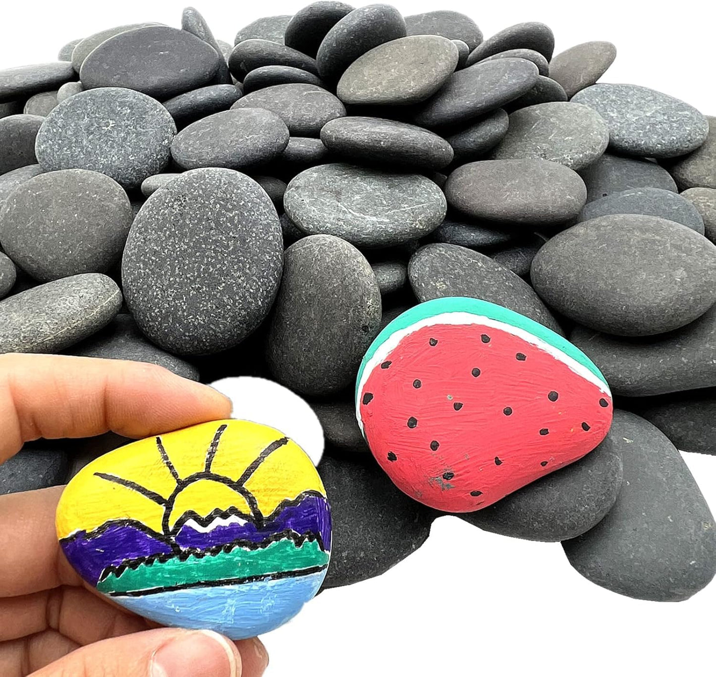 Lifetop 50PCS Painting Rocks, DIY Rocks Flat & Smooth Kindness Rocks for Arts, Crafts, Decoration, Small Rocks for Painting, Diameter Around 1.5-2.0 inch ，Hand Picked for Painting Rocks…