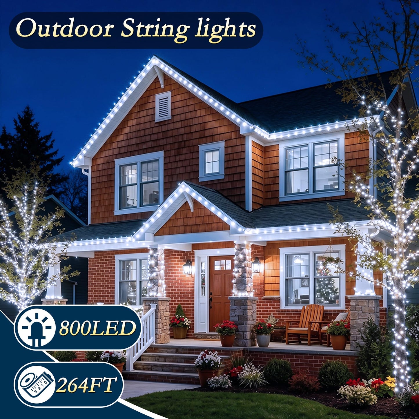 Soagrc 264FT 800LEDs Outdoor String Lights Plug in IP67 Waterproof Twinkle Lights with Remote Dimmable 8 Modes Cool White Decorative Lights for Villa Backyard Pool Deck Summer Wedding Party Christmas