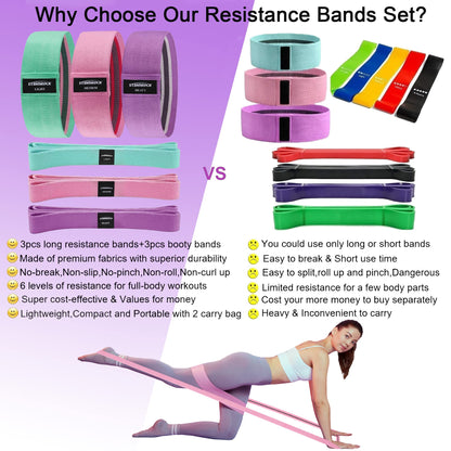 STANDROCK Fabric Resistance Bands for Working Out, 3 and 4 Levels Booty Bands Long Resistance Bands for Women and Men | Elastic Bands for Exercise Bands Resistance Workout Bands Resistance