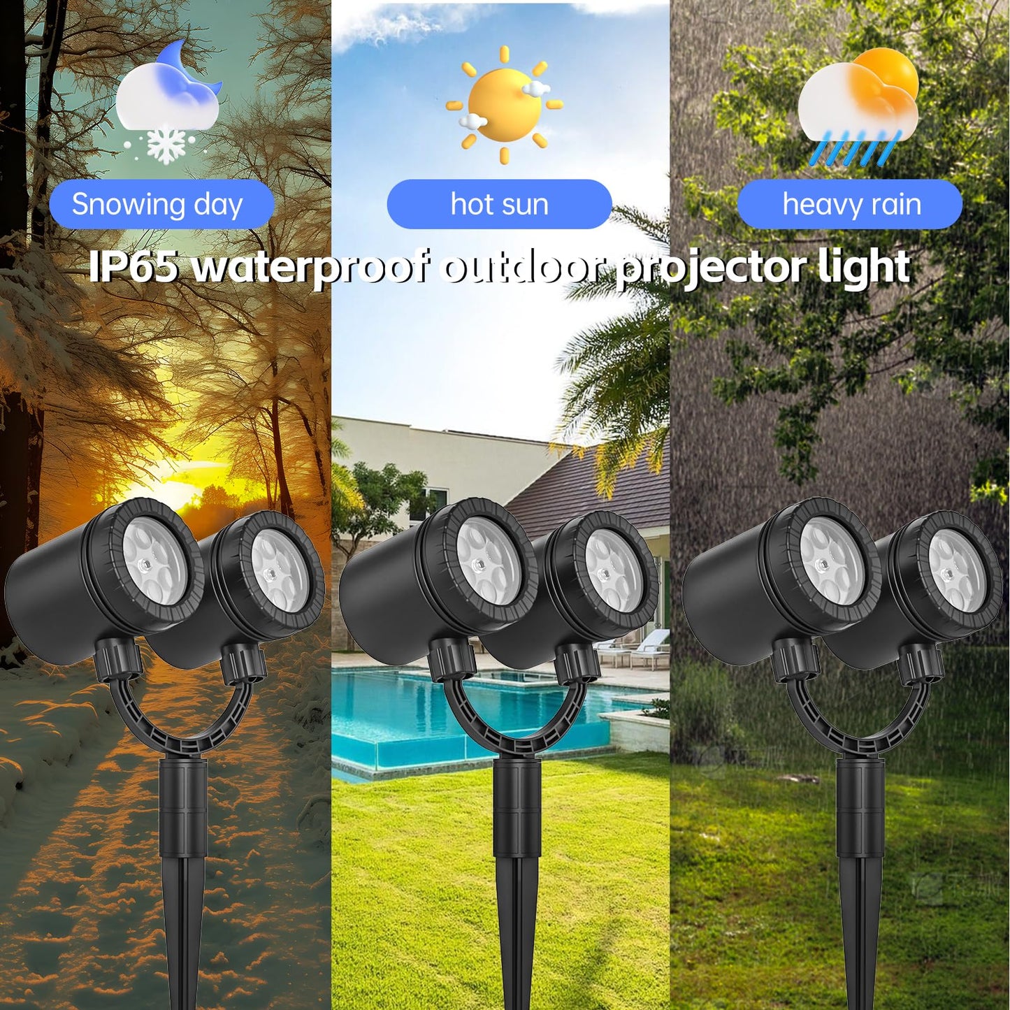 Snowflake Projector Lights Outdoor, Led Christmas Lights Outdoor, Snowfall Projection Lights Waterproof for Christmas Decorations[LL-049-03]