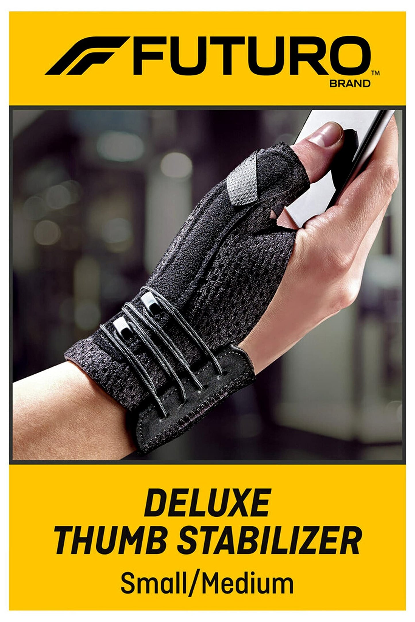 Futuro Deluxe Thumb Stabilizer, Left or Right Hand, Small/Medium Size, Adjustable, Stabilizes and Supports Sore, Weak or Injured Thumb, Soft and Breathable Materials Enhance Comfort, 1 Piece