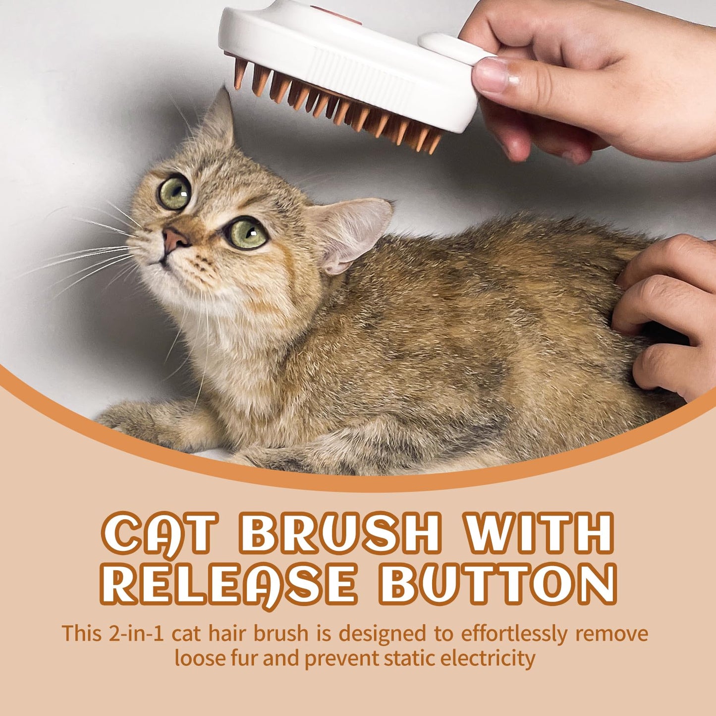 Spritz Defur Comb for Cats, New 3-in-1 Cat Steam Brush for Massaging and Cleaning Shedding Pets, Comb for Long and Short Hair Cats and Dogs Grooming Tool (White)
