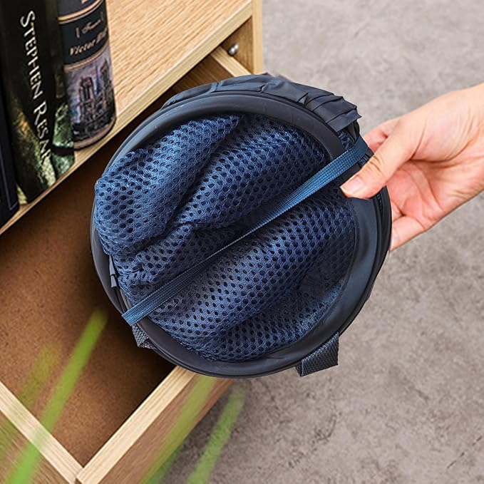 The upgraded pop-up laundry basket features a breathable side pocket mesh design