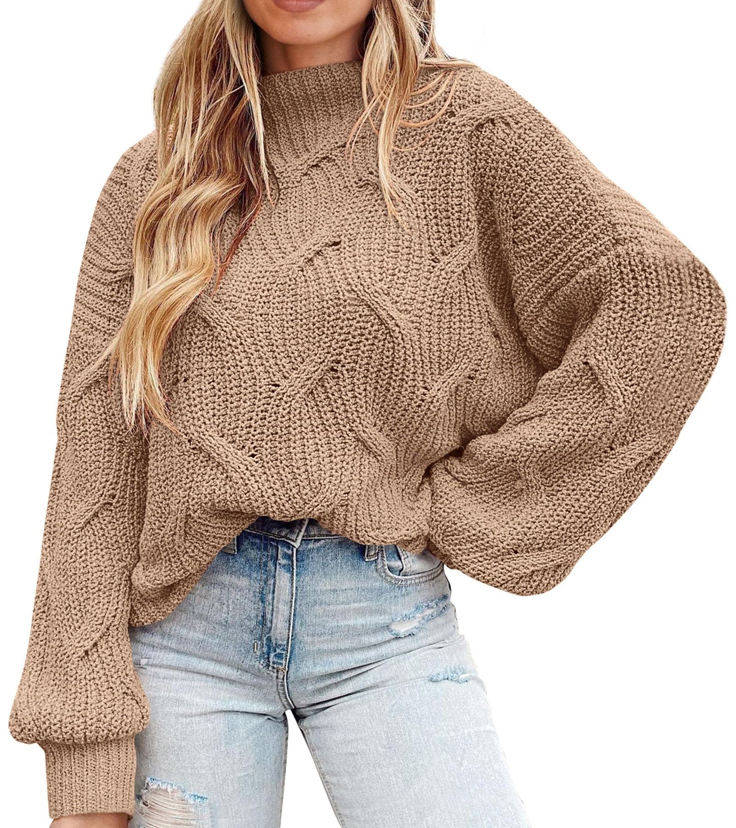 PRETTYGARDEN Women's Fall Oversized Pullover Sweaters Casual Crewneck Long Sleeve Chunky Cable Knit Tops Winter Clothing