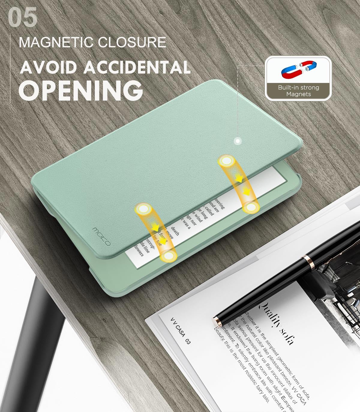 MoKo Case Fits 6" All-New Kindle (11th Generation-2024/2022 Release)& International Version, Lightweight Shell Cover with Auto Wake/Sleep for Kindle 2024/2022 11th Gen e-Reader, Agave Green