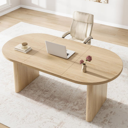 GAOMON 70.8 Inch Oval Computer Desk, Long Large Executive Desk Wooden Home Office Desk, Writing Table Computer Table Workstation for Home Office