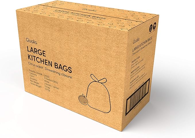 QUALIAZERO CITRUS SCENTED 21 Gal / 80 Liter | Drawstring Closure Trash Bag |