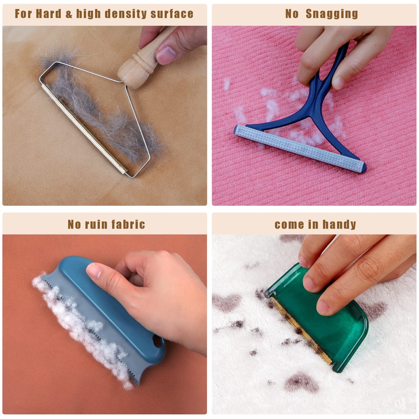 AXLUNAR Pet Hair Remover - 4 Pack Dog Cat Hair Remover for Couch Furnitures, Reusable Lint Remover Shaver Portable Carpet Rake Scraper Brush for Blanket,Clothing, Pet Towers, Car Upholstery Blue