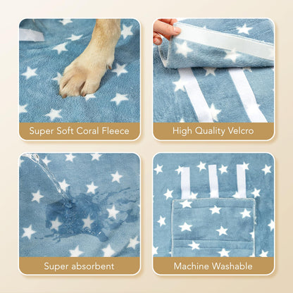 Zorela Dog Drying Coat, Super Soft Coral Velvet Dog Drying Towel Robe, Microfiber Dressing Gown Bathrobe Towel Robes for Drying Dogs After Bath, Swim, Beach, Pool