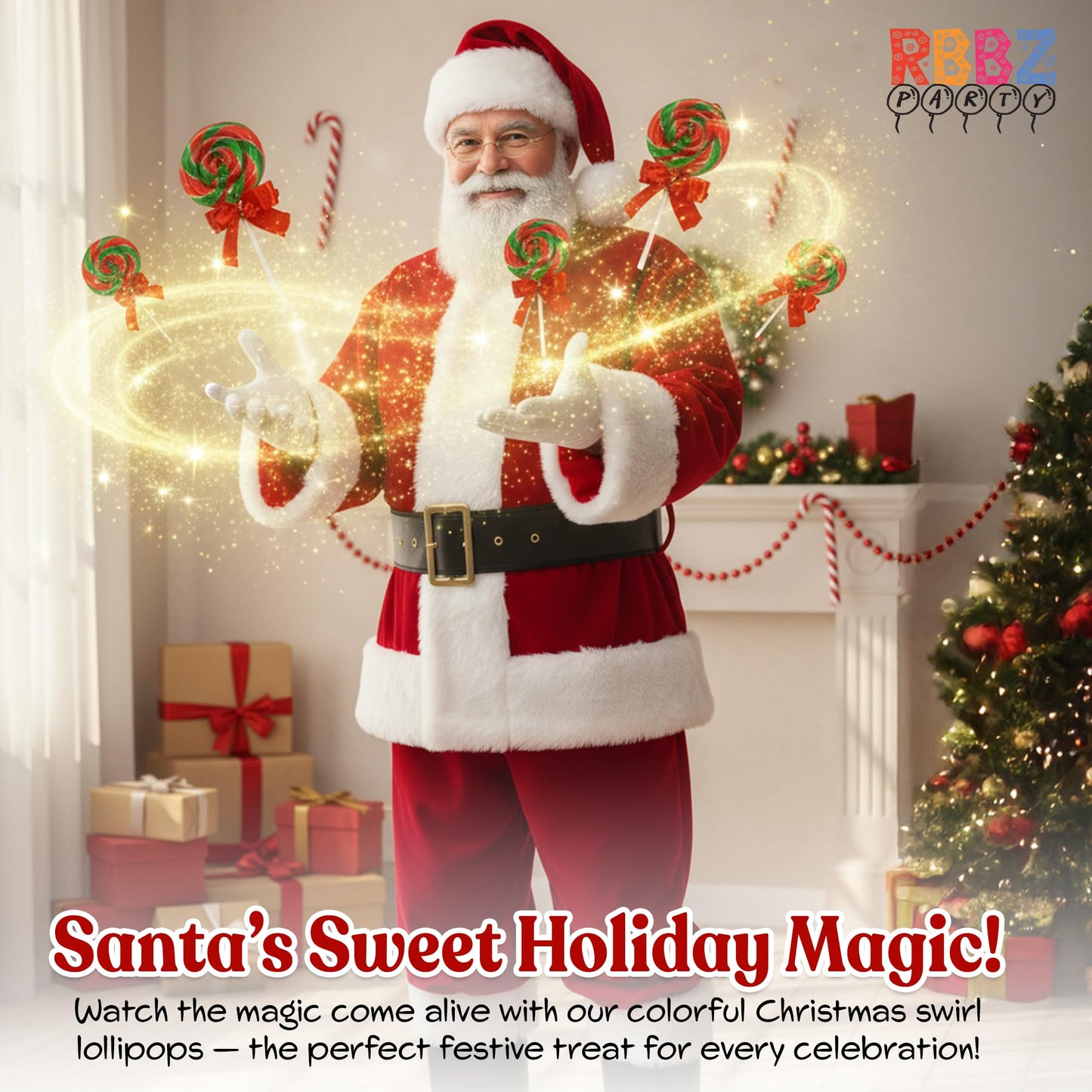 Christmas Lollipops with Red Bow - 24 Pack Individually Wrapped Christmas Candy Bulk – Stocking Stuffers for Kids – Xmas Party Favors, Classroom, Holiday Goodie Bag Fillers, Seasonal Treats, and Birthday Parties
