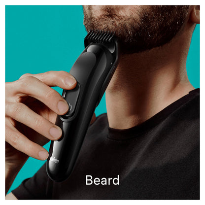 Braun 6-in1 All-in-One Style Kit Series 3, Male Grooming Kit with Beard Trimmer, Hair Clippers & Precision Trimmer, with Lifetime Sharp Blades, Gifts for Men, UK 2 Pin Plug, MGK3420, Black