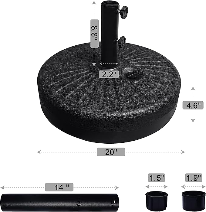 EliteShade Umbrella Base Water Filled Stand Market Patio Outdoor Heavy Duty Umbrella Holder(Black)