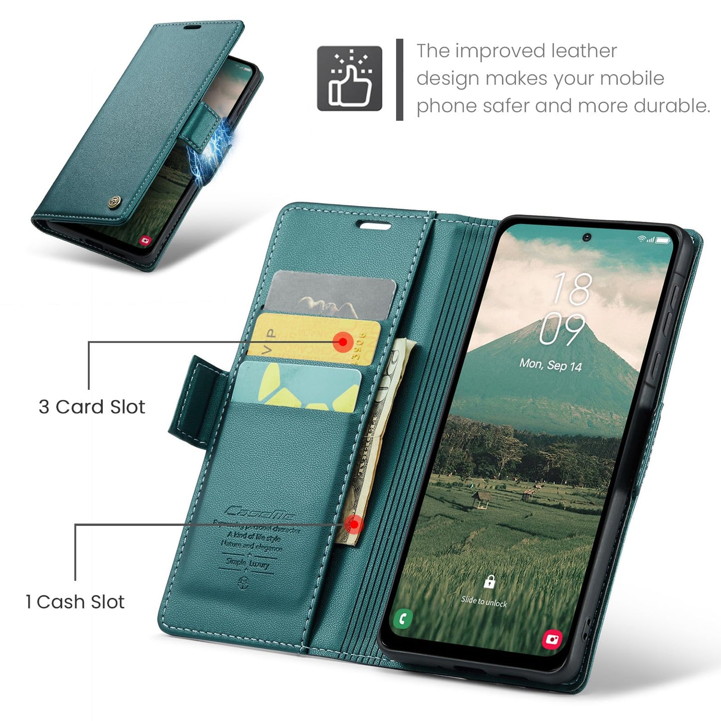 Phernykas Cover for Samsung Galaxy A56 Wallet Case with Card Holder, Kickstand RFID Blocking Magnetic Closure Shockproof Protective PU Leather Case for Samsung A56 Flip Wallet - Green