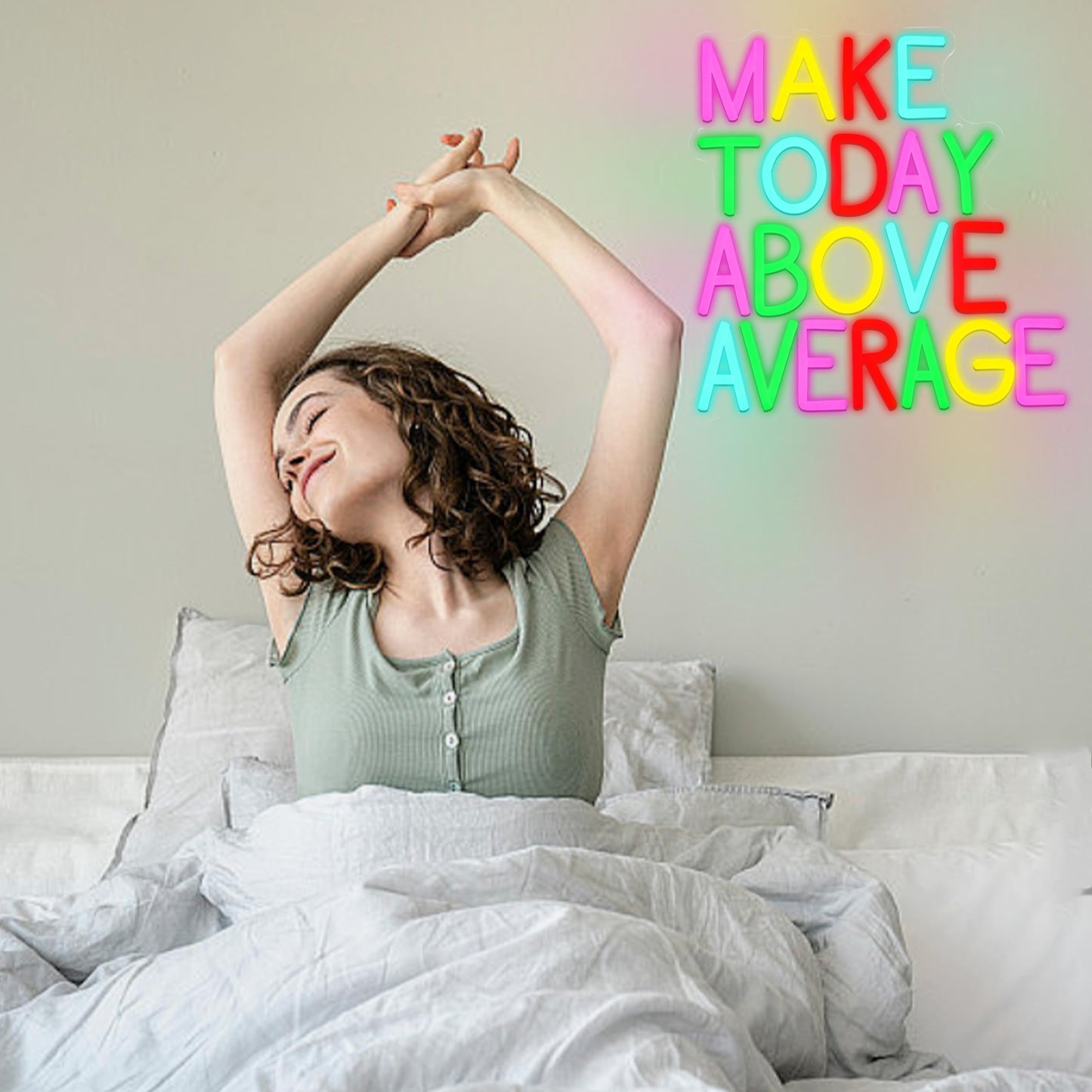 AEHEMNGZ Make Today Above Average Neon Sign USB Positive Aspiring Neon Light for Wall Decor Led Motivational Neon Sign for Classroom Office Library Home Wall Decor(12.5 * 12.2 In)