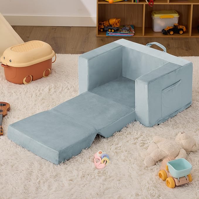 Kids Couch, 2-in-1 Toddler Chair Comfy 1-3 Years, Convertible Kids Chair