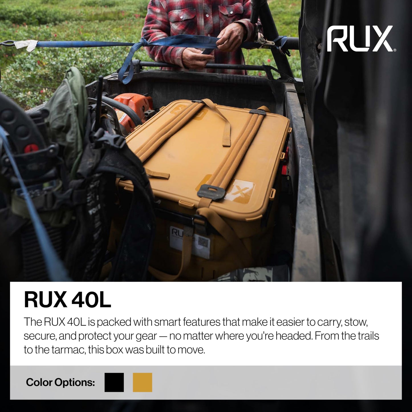 RUX 40L Collapsible Gear Box (Bronze) - Modular Adventure Storage Solution For Camping Storage, Overlanding, Off-road And Van Life - Weatherproof, Durable and Multifunctional
