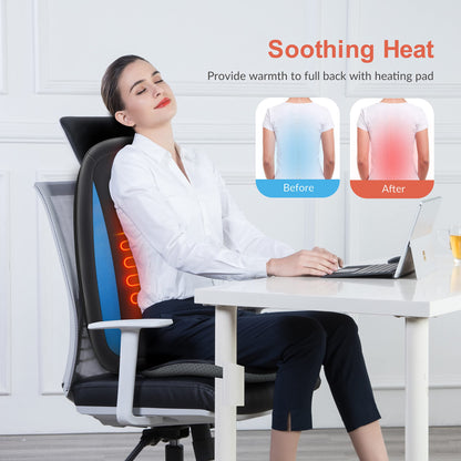 COMFIER Shiatsu Back Massager with Heat,Deep Tissue Kneading Massage Seat Cushion,Massage Chair Pad for Full Back,Body Massager for Home or Office Chair use, Gift
