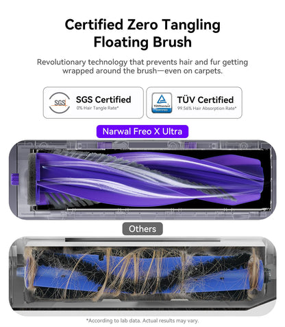 Narwal Freo X Ultra Robot Vacuum and Mop Combo, 8200Pa Robot Mop & Vacuum, Auto Mop Drying/Washing, Self-Empty, Zero-Tangling, DirtSense™, Maintenance-Free Base Station, Self-Contained Dust Processing