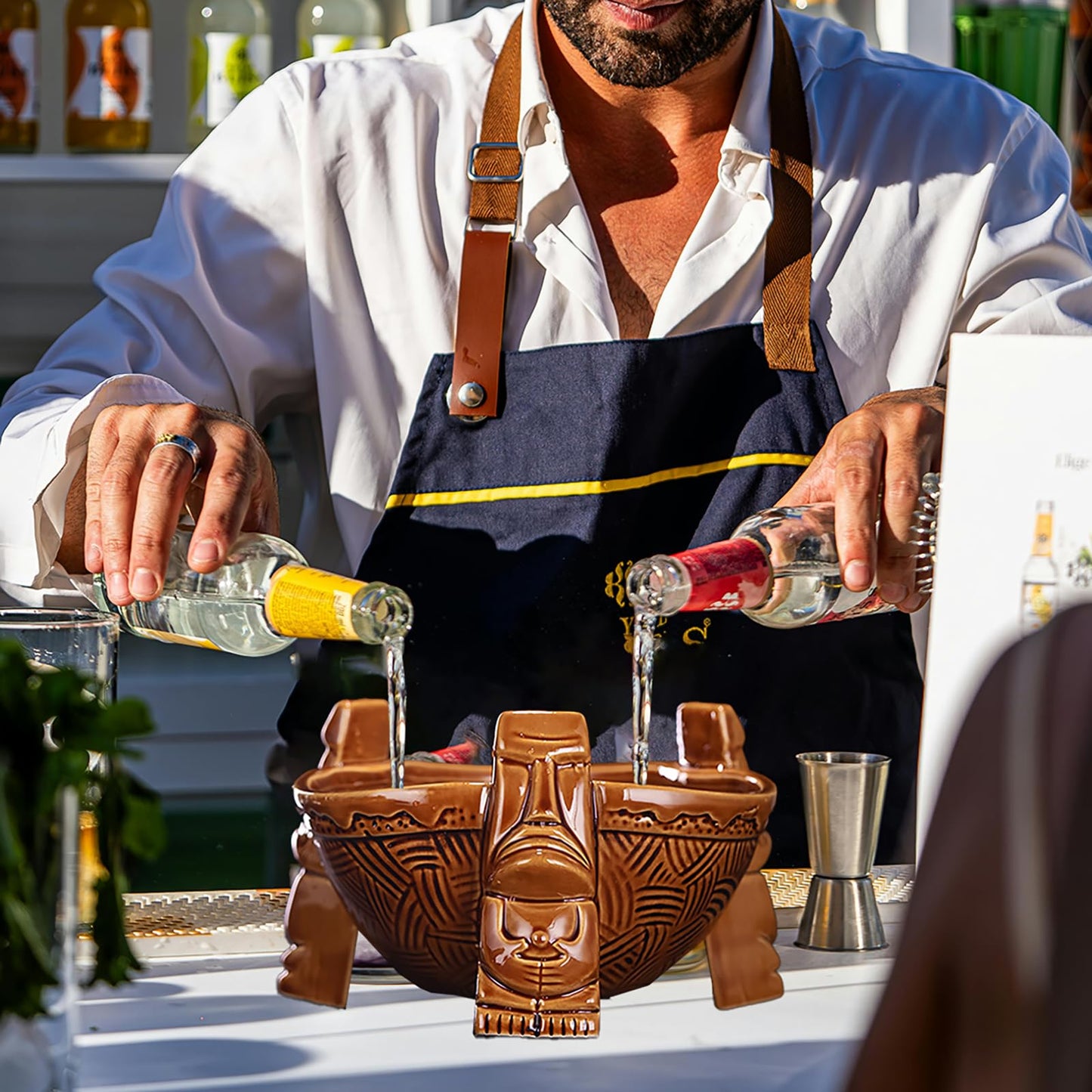 WINISH Scorpion Bowl, Tiki Bowl,Food Grade Ceramic Decorative Bowl, Pedestal Decorative Bowl, Party Serveware for Cocktails, Tiki Drinkware for Bar, Party, Holidays, and More
