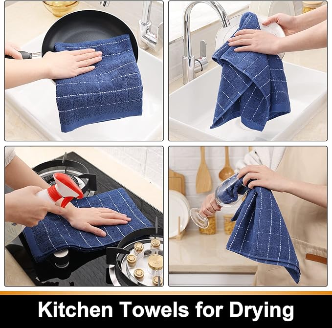 Mordimy 100% Cotton Terry Cloth Kitchen Towels, Super Soft and Absorbent Dish