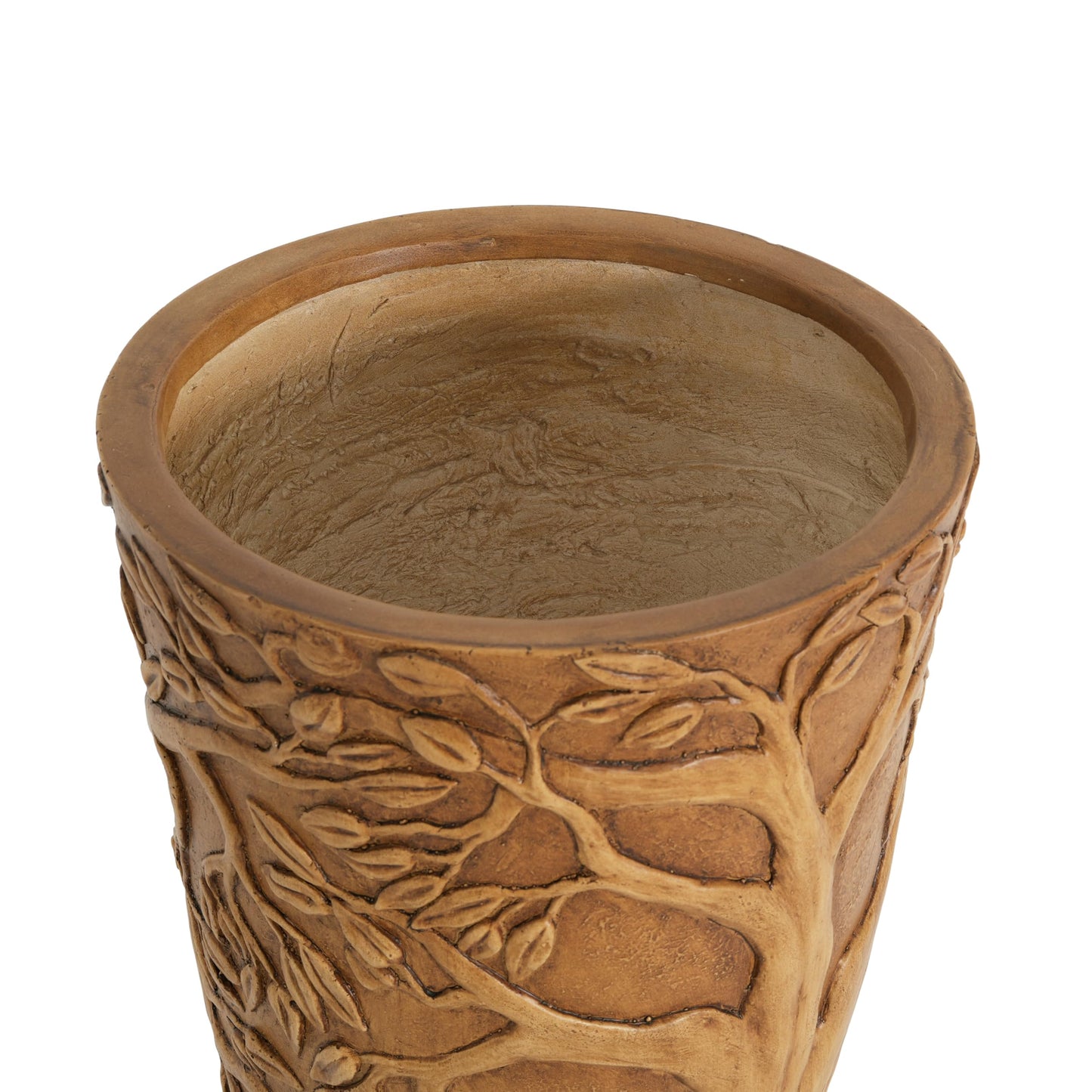 Merax 25.2" Tall MGO Planter, Antique Bronze Tree Embossed Indoor Outdoor Plant Pot, Cylindrical Weather-Resistant Large Planter with Drainage Hole for Trees, Shrubs, Patio Decor, Antique Bronze