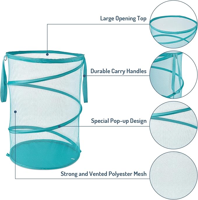 Seiritex Mesh Popup Laundry Hamper 115L Collapsible Laundry Basket No Lid Extra