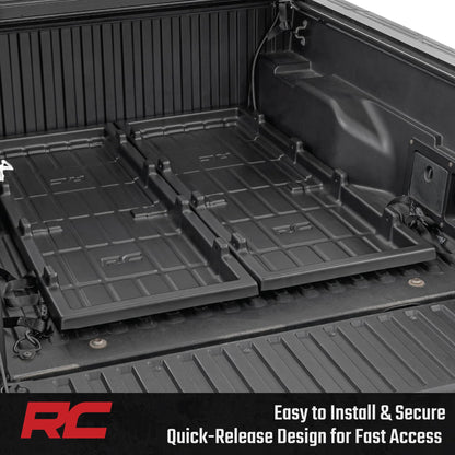 Rough Country Slide-Out Truck Bed Cargo Tray - Mid-Size Bed Organizer for 5' & Shorter Beds, Heavy-Duty Polyethylene, UV-Protected, Easy Tailgate Access