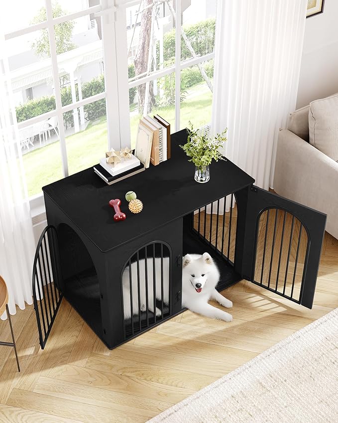 Hzuaneri 44.1" Wooden Dog Crate Furniture, Indoor Dog Kennel Dogs Cage