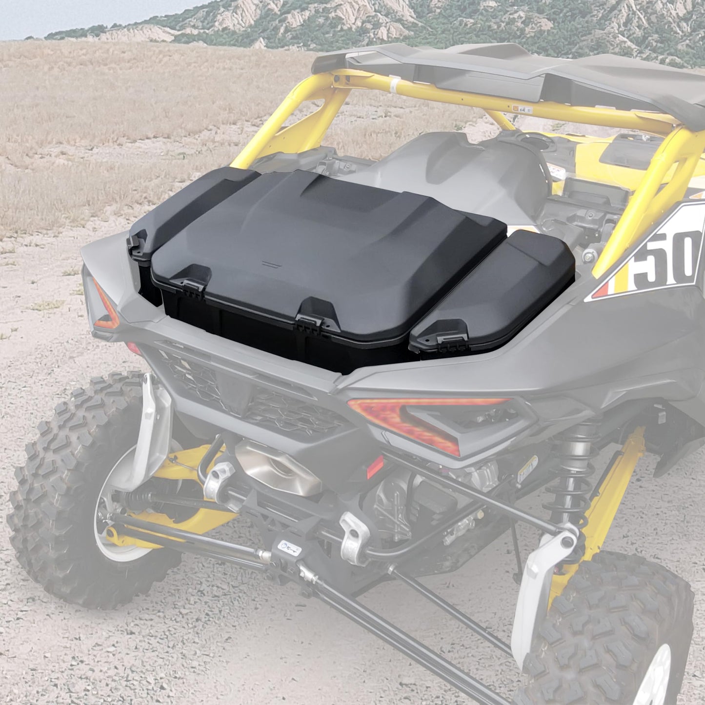 SAUTVS Poly Water Resistant Large Capacity Rear 96L Storage Cargo Trunk Box & 13.5L Side Cargo Storage Boxes Set for Can-Am Maverick R MAX X RS 2024+ Accessories (3PCS, Replace #715007182, 715007372)