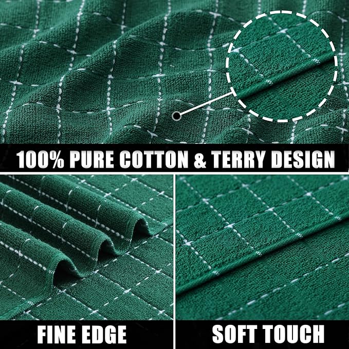 Mordimy 100% Cotton Terry Cloth Dish Cloths, Soft and Absorbent Checkered Dish