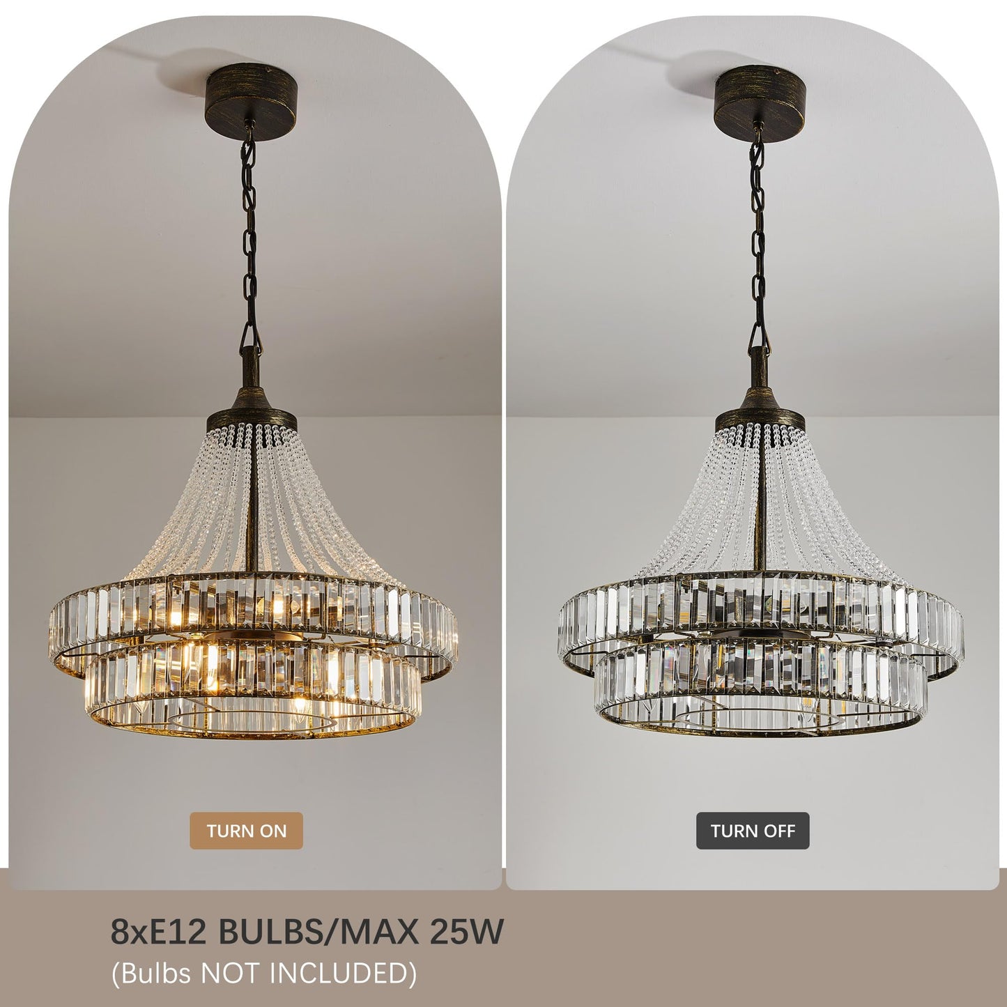 HEMLDAN 24" Modern Crystal Caged Fandelier, Smart Chandelier Fan with Remote and APP Control, Double Layer Ceiling Fan with Light for Dining Living Room Bedroom, Italian Design-Black Gold